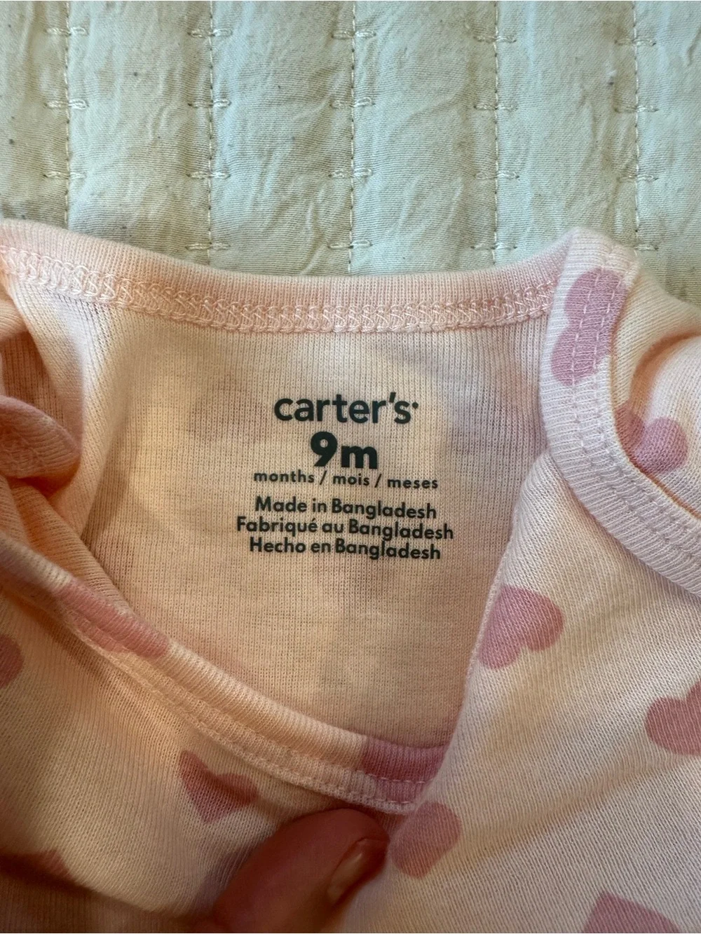 Carter's Pink Heart-Print Short Sleeve Baby Bodysuit